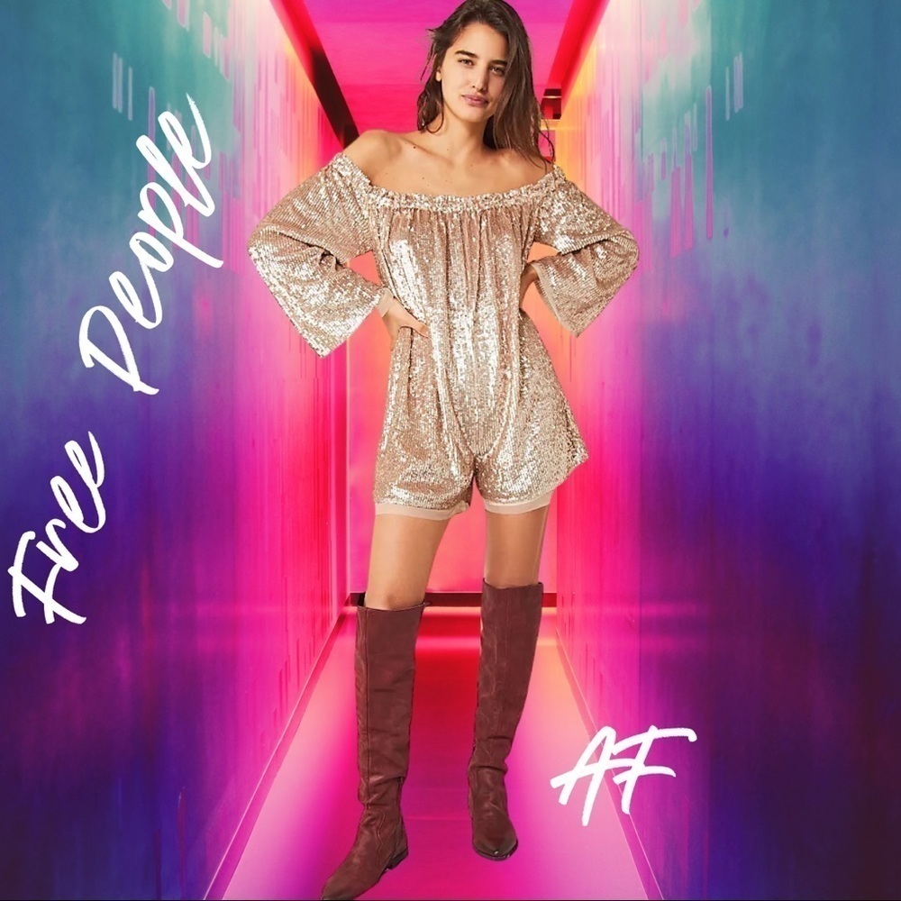 FREE PEOPLE EMILIA ROMPER PLATINUM NWT